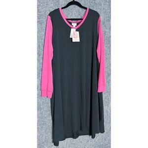 NEW LuLaRoe Emily Dress Plus Size 2XL Long Sleeve Solid Black Purple Colorblock